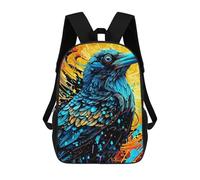 sinyumoney Colorful Raven Artwork Mochila Escolar De Moda Para Estudiantes, Adecuada Para Niños Y Niñas, Mochila Informal Para Viajes Al Aire Libre, Esencial Para El Día A Día 17inch