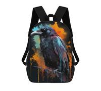 sinyumoney Colorful Raven With Drips Mochila Con Bolsillo Mochilas Impresas En 3D, Mochilas De Viaje, Mochilas Para Libros, Mochila Escolar Para Niños 17inch