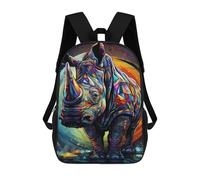 sinyumoney Colorful Rhino Illustration Mochila Escolar Infantil, Mochilas Impresas En 3D, Mochilas Escolares De Moda Para Niños De Primaria Y Secundaria 17inch
