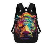 sinyumoney Colorful Rhino Illustration Mochila Escolar Informal Para El Día A Día, Para La Escuela, El Trabajo Y Los Viajes Para Hombres, Mujeres Y Adolescentes. 17inch
