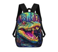 Sinyumoney Colorful Roaring Bear Mochila Escolar Para Niños, Impresa En 3D, Moda Y Casual, Para Niños, Estudiantes De Primaria Y Colegio, Rainbow Cocodrilo In The Jungle, 17"