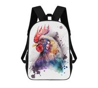 sinyumoney Colorful Rooster Watercolor Art Print Mochilas Para Niños Mochila Escolar Mochila Escolar Impresa En 3D Para Niños Estudiantes De Primaria Y Secundaria 17inch