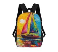 sinyumoney Colorful Sailboat Sunset Painting Mochila Escolar, Bolso De Negocios, Bolso Para Portátil Duradero Para Campus, Actividades Al Aire Libre, Viajes Y Deportes 17inch