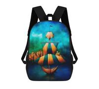 sinyumoney Colorful Sailing Ship Artwork Mochila Escolar De 17 Pulgadas Para Adolescentes, Con Estampado 3D, Ajustable Y Con Bolsillos, Ideal Para Niños, Niñas Y Estudiantes.