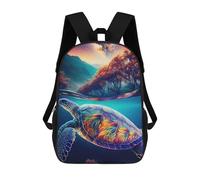 sinyumoney Colorful Sea Turtle Landscape Mochila Escolar Para Niñas Mochila Impermeable Mochila Informal De Día Mochila Ligera Para Niño Y Niña Mochila Escolar 17inch