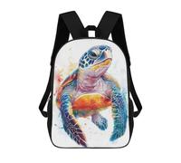 sinyumoney Colorful Sea Turtle Watercolor Mochila De Peluche Con Dibujos Animados, Mochila 3D Para Niños, Bolsa Escolar, Idea De Regalo De Cumpleaños Para Niños Y Niñas 17inch