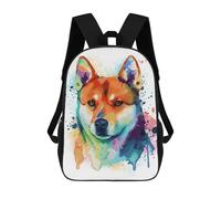 sinyumoney Colorful Shiba Inu Dog Art Mochila Escolar Impresa En 3D 17inch Mochilas De Moda Para Niños, Mochilas Escolares Para Niños De Primaria Y Secundaria
