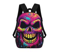 sinyumoney Colorful Skull Art Print-2 Mochila Escolar De Moda, Mochila Para Material Escolar, Mochila Impermeable Informal Para Hombres/mujeres 17inch