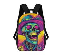 sinyumoney Colorful Skull Art Print-2 Mochila Escolar Resistente Al Agua, Mochila De Viaje, Bolsa Para Computadora - Perfecta Para Viajes, Trabajo Y Uso Diario 17inch