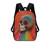 sinyumoney Colorful Skull Art Print-3 Mochilas Impresas En 3D Para Niños 17inch Mochilas De Moda Informales Para El Día A Día, Bolsas De Viaje, Mochilas Informales Para Exteriores Para Niños Y Niñas