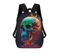sinyumoney Colorful Skull Artwork -4 Mochila Escolar Ligera Para El Colegio, Mochila Escolar De Día, Mochila Para Libros, Para Adolescentes, Chicas, Chicos, Mujeres Y Hombres 17inch
