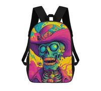 sinyumoney Colorful Skull Artwork Mochila Infantil De 17 Pulgadas, Mochila Escolar Con Estampado 3D De Dibujos Animados Para Niños Y Adolescentes.