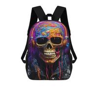 sinyumoney Colorful Skull Headphones Artwork Mochila Grande Para Portátil Resistente Al Agua Para La Escuela - Perfecta Para Viajes, Trabajo Y Uso Diario 17inch