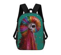 sinyumoney Colorful Skull Painting Artwork Mochilas Para Niños 17inch Mochila Escolar Mochila Escolar Impresa En 3D Para Niños De Primaria Y Secundaria