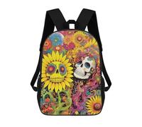 sinyumoney Colorful Skulls And Sunflowers Mochila Escolar Impresa En 3D Mochila Escolar De Moda Para Niños Mochilas Para Niños Estudiantes De Secundaria 17inch
