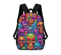sinyumoney Colorful Skulls Artwork Mochila Escolar Para Niños De 17 Pulgadas, Mochila Informal De Viaje Para Niños Y Niñas, Mochila De Gran Capacidad Para El Día A Día 17inch