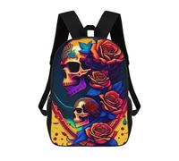 sinyumoney Colorful Skulls with Roses Mochilas Infantiles Impresas En 3D, Mochilas De Moda Informales, Mochilas De Viaje Bonitas, Mochilas Informales Para Exteriores Para Niños Y Niñas 17inch
