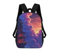 sinyumoney Colorful Sky Tower Sunset Mochila Escolar Infantil De 17 Pulgadas Con Estampado 3D De Películas De Anime Para Niños, Mochila De Viaje, Mochila Escolar Infantil
