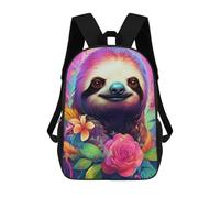 sinyumoney Colorful Sloth with Flowers Mochila Escolar Infantil Impresa En 3D Para Niños, Mochilas De Viaje, Bolsas Para Libros, Mochila Escolar Infantil 17inch