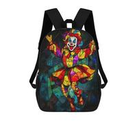 sinyumoney Colorful Stained Glass Clown Art Mochila Escolar Infantil De 17 Pulgadas Con Estampado 3D De Películas De Anime Para Niños, Mochila De Viaje, Mochila Escolar Infantil