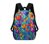 sinyumoney Colorful Stained Glass Flowers Mochilas De 17 Pulgadas Para Niños, Mochilas Escolares Impresas En 3D Para Estudiantes De Primaria Y Secundaria, Para Niños Y Niñas.