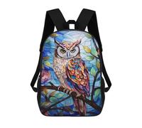 sinyumoney Colorful Stained Glass Owl Artwork Mochila Escolar, Bolso De Negocios, Bolso Para Portátil Duradero Para Campus, Actividades Al Aire Libre, Viajes Y Deportes 17inch