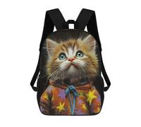 sinyumoney Colorful Starry Cat Hoodie Mochilas Infantiles Impresas En 3D De 17 Pulgadas. Mochila Escolar Informal Impresa En 3D Para Niños De Primaria Y Secundaria.