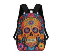 sinyumoney Colorful Sugar Skull Art Print-3 Mochila Escolar Grande Para Niños, Niñas, Adolescentes, Hombres Y Mujeres 17inch