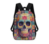 sinyumoney Colorful Sugar Skull Art Print-5 Mochila Escolar, Mochila De Negocios, Mochila Impermeable Para Libros, Para Acampar, Aventuras Al Aire Libre Y Viajes Diarios 17inch