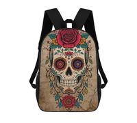 sinyumoney Colorful Sugar Skull with Floral Accents Mochilas Informales Para Niños, Mochila Escolar Para Adolescentes, Niñas Y Niños, Mochilas Para Libros 17inch