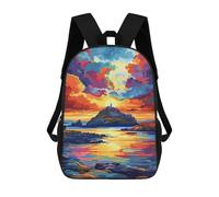 sinyumoney Colorful Sunset Island Scene Mochila Escolar, Mochila De Viaje Para La Universidad, Mochilas Para Niñas Y Adolescentes 17inch