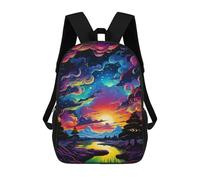 sinyumoney Colorful Sunset Landscape Mochilas De 17 Pulgadas Para Niños, Mochilas Escolares Impresas En 3D Para Estudiantes De Primaria Y Secundaria, Para Niños Y Niñas.