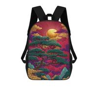 sinyumoney Colorful Sunset with Pine Trees Mochilas Infantiles Impresas En 3D De 17 Pulgadas. Mochila Escolar Informal Impresa En 3D Para Niños De Primaria Y Secundaria.