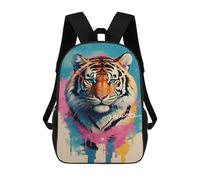 sinyumoney Colorful Tiger Art Print-11 Mochilas Para Niños 17inch Mochila Escolar Mochila Escolar Impresa En 3D Para Niños De Primaria Y Secundaria