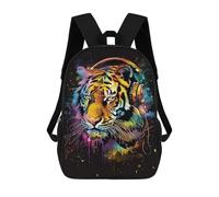 sinyumoney Colorful Tiger DJ Headphones Art Mochila Escolar Impresa En 3D 17inch Mochila Escolar Infantil Mochilas De Viaje Mochila Informal De Moda Para Niños Y Estudiantes