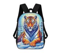 sinyumoney Colorful Tiger in Winter Landscape Mochila Escolar Infantil Impresa En 3D Para Niños, Mochilas De Viaje, Bolsas Para Libros, Mochila Escolar Infantil 17inch