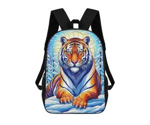 sinyumoney Colorful Tiger in Winter Landscape Mochila Escolar Infantil Impresa En 3D Para Niños, Mochilas De Viaje, Bolsas Para Libros, Mochila Escolar Infantil 17inch