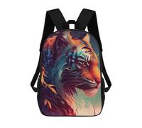 sinyumoney Colorful Tiger Portrait -8 Mochila Escolar Infantil Impresa En 3D, Mochila Informal De Moda Para Niños, Mochila De Viaje De Alta Capacidad Para Libros Para Niños 17inch