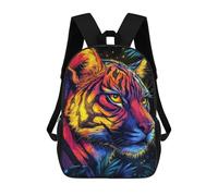 sinyumoney Colorful Tiger Portrait in Jungle Setting Mochila Escolar Impermeable Para Ordenador, Ideal Para El Campus, Actividades Al Aire Libre, Viajes Y Deportes 17inch