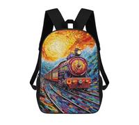 sinyumoney Colorful Train Mosaic Art 17inch Mochila Escolar Impresa En 3D Para Niños, Mochila Escolar Informal De Moda, Mochilas De Viaje Para Niños Y Estudiantes.
