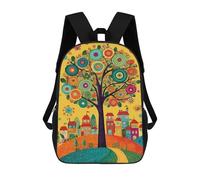 sinyumoney Colorful Tree Village Painting Mochila Escolar Ligera Mochila Escolar De Día Mochila Para Libros Para La Universidad Para Acampar Aventuras Al Aire Libre Y Viajes Diarios 17inch