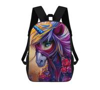 sinyumoney Colorful Unicorn with Flowers Mochila Escolar Infantil, Mochilas Impresas En 3D, Mochilas Escolares De Moda Para Niños De Primaria Y Secundaria 17inch