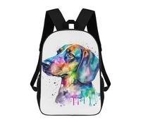 sinyumoney Colorful Watercolor Dog Art Print-2 Mochila Escolar Para Niños Mochila Escolar Impresa En 3D Mochila Escolar De Moda Para Niños De Primaria Y Secundaria 17inch