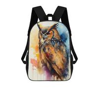 sinyumoney Colorful Watercolor Owl Art-1 Mochilas Infantiles Mochila Escolar Mochila Impresa En 3D Para Niños Mochilas De Viaje Bolsas Para Libros Mochila Escolar Para Niños 17inch