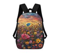sinyumoney Colorful Wildflower Field Sunset Mochila Escolar Informal Para El Día A Día, Para La Escuela, El Trabajo Y Los Viajes Para Hombres, Mujeres Y Adolescentes. 17inch