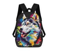 sinyumoney Colorful Wolf Art Print-23 Mochila Escolar Infantil De 17 Pulgadas Con Estampado 3D De Películas De Anime Para Niños, Mochila De Viaje, Mochila Escolar Infantil
