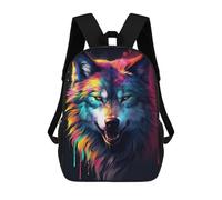 sinyumoney Colorful Wolf Art Print-7 Mochila Escolar Infantil Impresa En 3D 17inch Mochilas De Moda Para Niños De Primaria Y Secundaria
