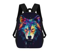 sinyumoney Colorful Wolf Art Print Mochila, Mochila Infantil, Mochila Escolar Para Estudiantes, Mochila Para Libros, Mochila Escolar Impresa En 3D Para Niños Y Niñas 17inch