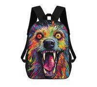 sinyumoney Colorful Wolf Art Print Mochilas Para Niños, Mochilas Escolares Personalizadas En 3D Para Niños Y Niñas, Mochilas Escolares Grandes, Mochilas Informales Para El Día A Día 17inch