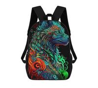 sinyumoney Colorful Wolf Artwork -1 Mochila Escolar Infantil Estampada Para Adultos Y Niños, Mochila De Viaje Para El Día A Día 17inch